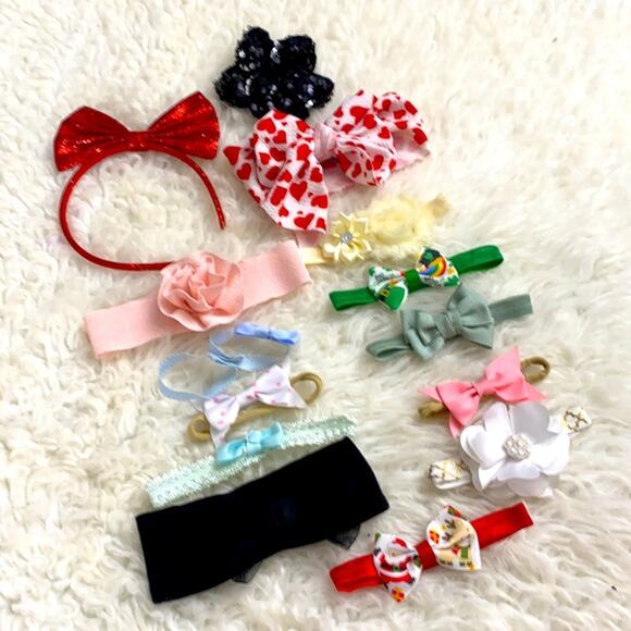 BUNDLED of girls hair accessories headbands bows dress up 14 Pieces - Picture 2 of 5